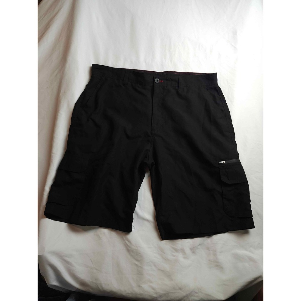 Burnside Mens Cargo Shorts Black Multi‎ Pocket Utility Casual Size 38